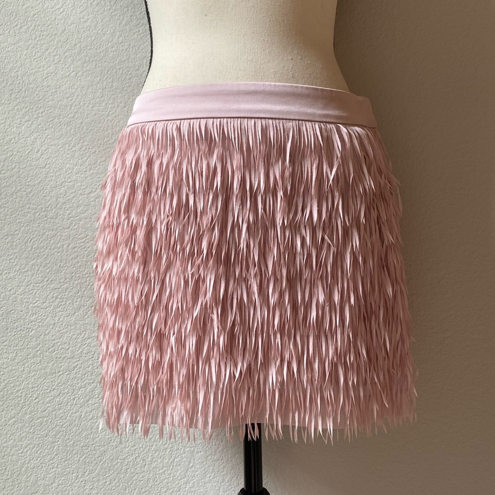 Pink Full Fringe Mini Skirt